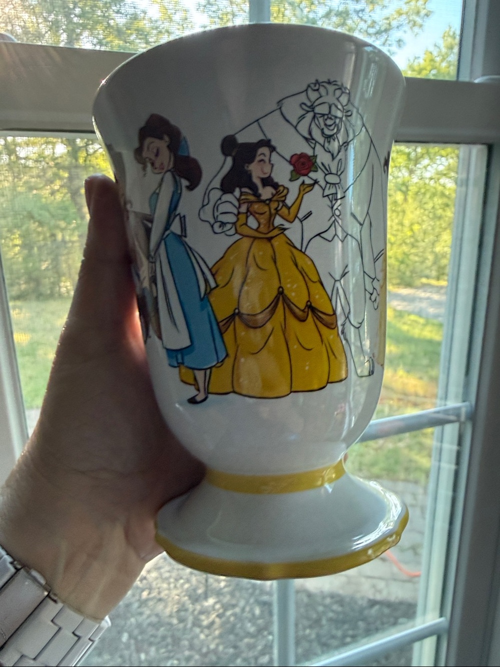 Disney Store Beauty and the Beast Belle Pedestal Mug with Yellow Interior